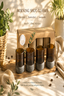 O.U.A.T. Morning Shot Glass Set of 4 | 120 ml Upcycled Glasses for Juices, Wellness Shots & Cold Brew