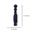 Chic Navy Blue Beaded Tassel Earrings - Sophisticated Statement jewellery