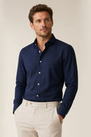 Venhoma Cotton Oxford Men's Navy Blue Shirt