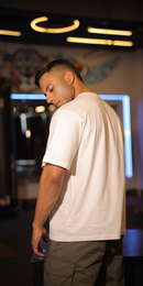 Solid Oversized Men T-shirt in Off-White