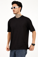 Men Black Oversized Plain Bamboo T-Shirt – Soft, Breathable & Sustainable | Black