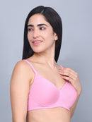 Bamboo Fabric Full Coverage Padded T-shirt Bra | Baby pink