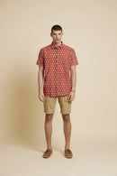 Patrah Block Natural Dye Red Floral Handblock Printed Cotton Shirt