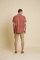 Patrah Block Natural Dye Red Floral Handblock Printed Cotton Shirt