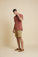 Patrah Block Natural Dye Red Floral Handblock Printed Cotton Shirt