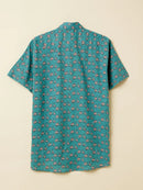 Patrah Block Blue Scooter Printed Shirt