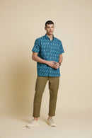 Patrah Block Blue Giraffe Printed Shirt