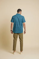 Patrah Block Blue Giraffe Printed Shirt