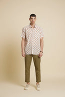 Patrah Block White Floral Handblock Printed Shirt