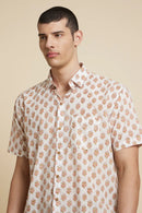 Patrah Block White Floral Handblock Printed Shirt