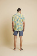 Patrah Block Green and Blue Car Handblock Printed Shirt