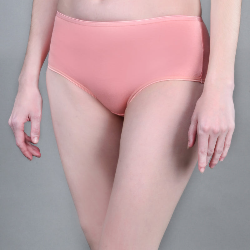 Bamboo Fabric Mid Waist Panty | Peach & Black | Set Of 2