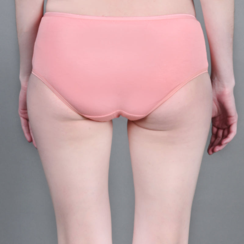 Bamboo Fabric Mid Waist Panty | Peach & Black | Set Of 2