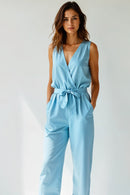 Studio Amala Frosted Cloud Linen Women’s Powder Blue Jumpsuit