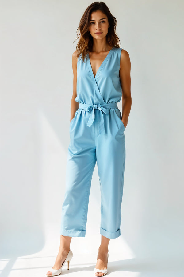 Studio Amala Frosted Cloud Linen Women’s Powder Blue Jumpsuit