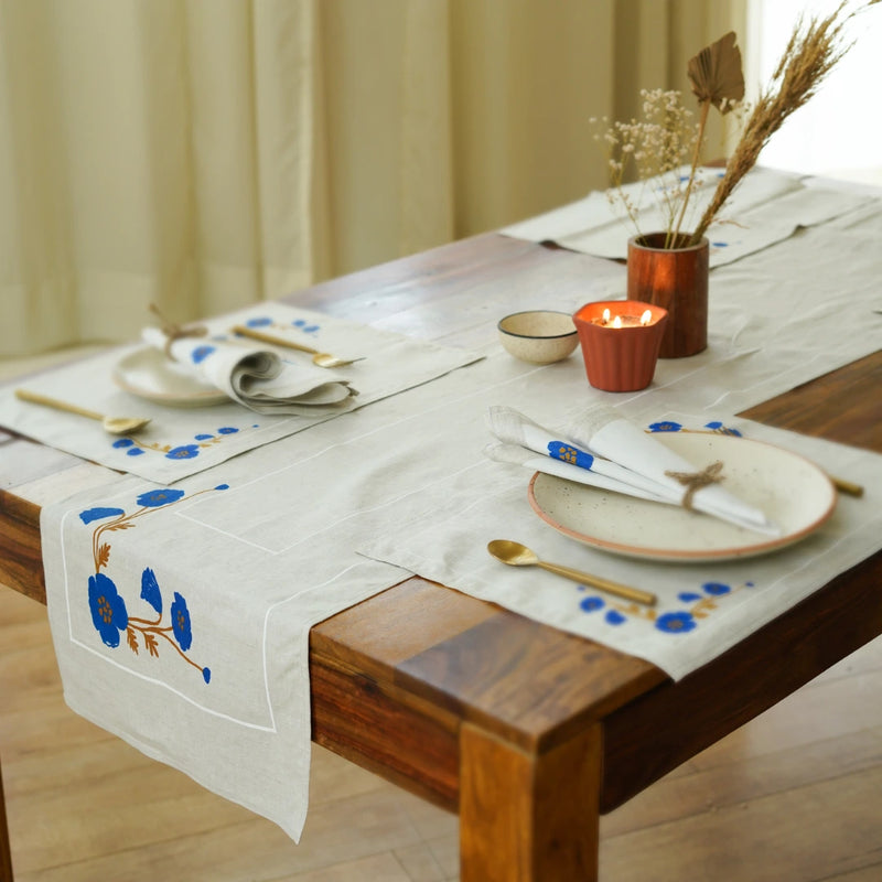 Pure Hemp table Runner with Floral detailing| LIMITED EDITION