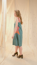 Thread Game Hand Woven - Organic Khadi Tropical Teal Sleeveless Dress