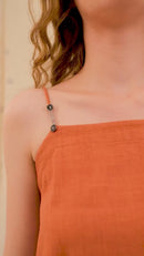 Thread Game Hand Woven - Organic Khadi Women's Spaghetti Applique Dress