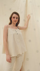 Thread Game Hand Woven Women's Off White Polka Co-Ord Set