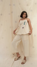 Thread Game Hand Woven Women's Off White Polka Co-Ord Set