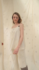 Thread Game Hand Woven Women's Off White Polka Co-Ord Set