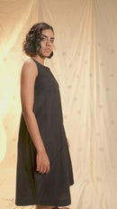 Thread Game Hand Woven - Black Spaghetti Knee Length Dress