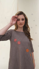 Thread Game Hand Woven Khadi Grey Knee Length Dress