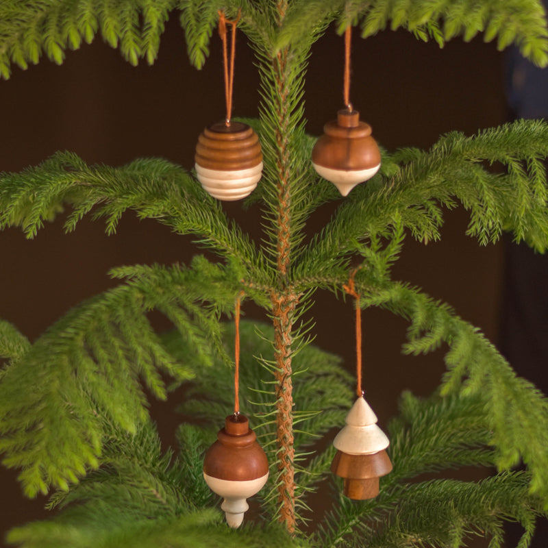 Christmas Tree Hangings | Natural wood ornaments | Set of 4 | Handmade | Reusable | Made in India