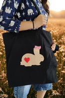 Shakti Kriti Unbleached Cotton Canvas Tote Bag | Women | Black | Tote bag