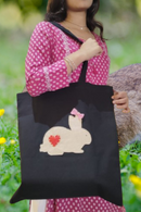 Shakti Kriti Unbleached Cotton Canvas Tote Bag | Women | Black | Tote bag