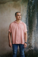 Islands of Loom 90% Organic linen + 10% Ecovero™ Blend Men's Dusty Pink Rose Dust Shirt