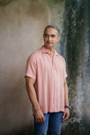 Islands of Loom 90% Organic linen + 10% Ecovero™ Blend Men's Dusty Pink Rose Dust Shirt
