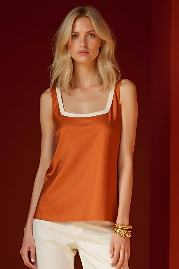 Studio Amala Amber Glow Rust Orange Satin Slip Top