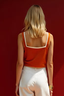 Studio Amala Amber Glow Rust Orange Satin Slip Top