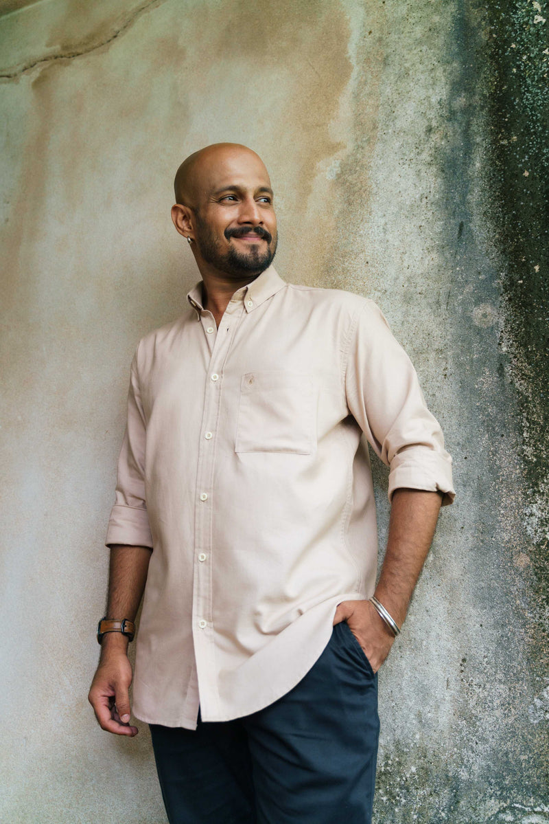 Islands of Loom Organic Cotton Men's Beige Sandstone Shirt