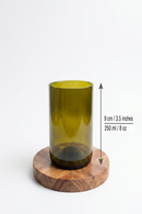 O.U.A.T. Olive Upcycled Drinking Glasses - Set of 4 | 250 ml Each | Handcrafted from Reclaimed Olive Wine Bottles | Includes Natural Cork Coasters
