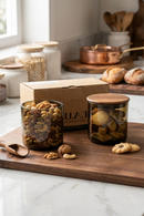 O.U.A.T. Greencycled Storage Jars - Set of 2 (250 g Each) | Handmade Upcycled Glass Pantry Storage | Sustainable Kitchen Containers