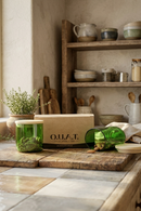 O.U.A.T. Greencycled Storage Jars - Set of 2 (250 g Each) | Handmade Upcycled Glass Pantry Storage | Sustainable Kitchen Containers