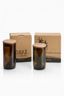 O.U.A.T. Greencycled Storage Jars - Set of 2 (250 g Each) | Handmade Upcycled Glass Pantry Storage | Sustainable Kitchen Containers