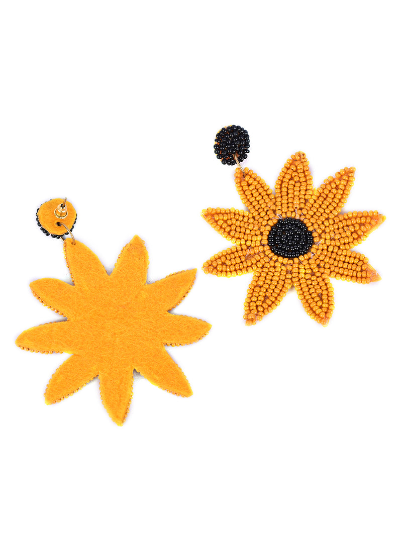 Handmade Beaded Sunflower Earrings