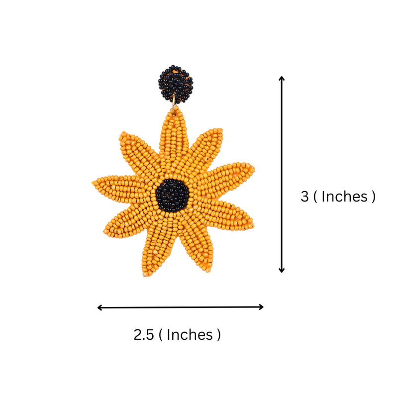 Handmade Beaded Sunflower Earrings