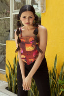 The Conscious Closet  By The Sunset Printed Bandana Top in Bemberg Satin