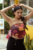 The Conscious Closet  By The Sunset Printed Bandana Top in Bemberg Satin