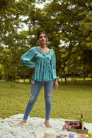 The Conscious Closet Venice Brick Printed Top in Handloom Cotton