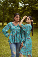 The Conscious Closet Venice Brick Printed Top in Handloom Cotton