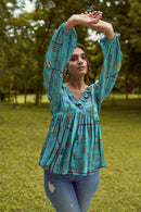 The Conscious Closet Venice Brick Printed Top in Handloom Cotton
