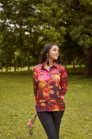 The Conscious Closet By The Sunset Printed Women Shirt in Bemberg Satin