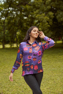 The Conscious Closet By The Ocean Printed Women Shirt in Modal Satin