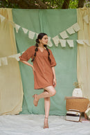 The Conscious Closet Raw Umber Short Dress
