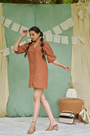 The Conscious Closet Raw Umber Short Dress